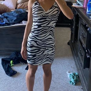 Zebra printed dress body con